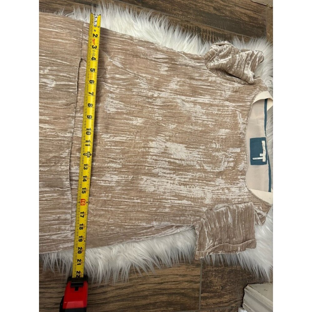 Floreat Anthropologie Crushed Velvet Sheath Dress Size XS Beige Pockets Party - Picture 10 of 11
